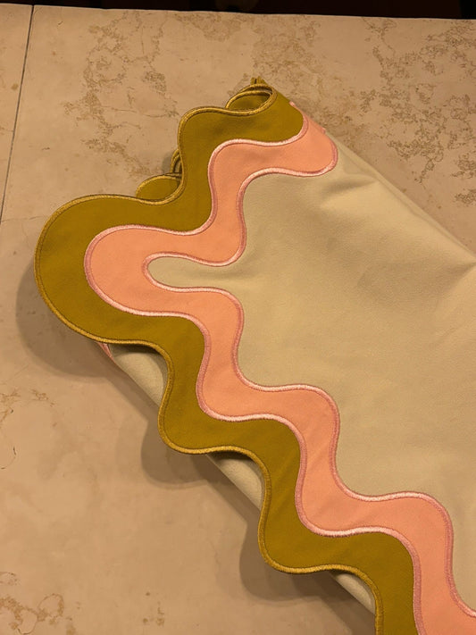 Chemin de table DOUBLE Vert&Rose