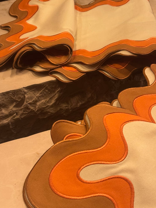 Chemin de table DOUBLE orange&marron