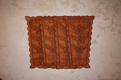 Range-couverts ALMA en lin brodé couleur bronze – Lot de 4